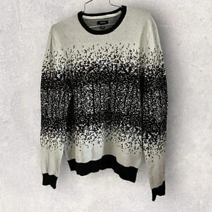Alfani white and black long sleeve sweater women's size M 100% cotton